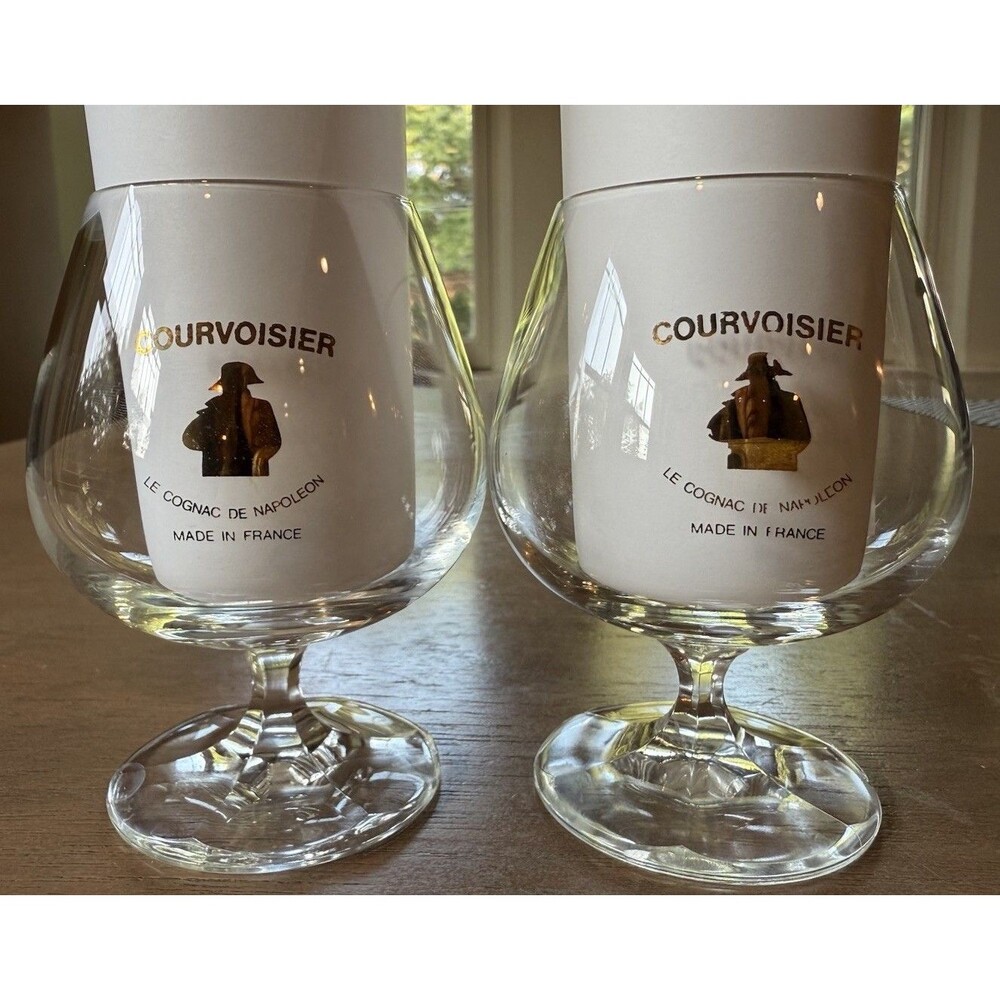 Courvoisier Glasses Brandy Snifter Le Cognac de Napoleon Vintage Set of 2 EUC